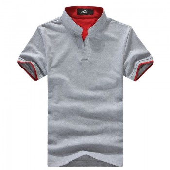 Áo phông đồng phục công ty màu ghi phối đỏ